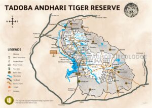 Map of Tadoba National Park with Gates