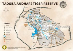 Map of Tadoba National Park with gates